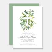 Grüne Botaniker kreuzen religiöse Erste Kommunion Einladung