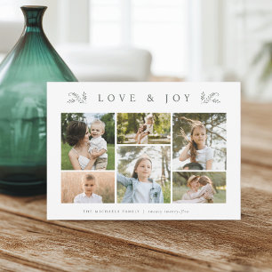 Grüne botanische 6-FotoCollage Feiertagskarte