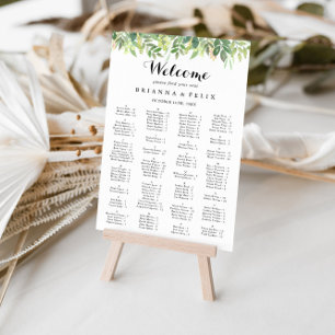 Grüne botanische Alphabetische Sitzkarte Poster