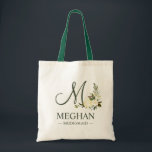 Grüne Botanische Aquarellmühle Tragetasche<br><div class="desc">Grüne Botanische Wasserfarbe Blumenmedaille Tote Tag.</div>