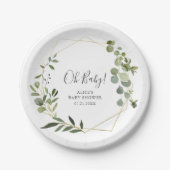 Grüne Botanische Babydusche Pappteller (Vorderseite)