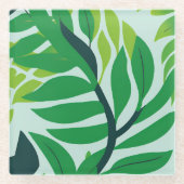 Grüne botanische Blätter Aquarell  Glasuntersetzer (Vorderseite)