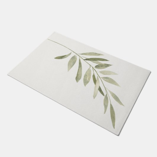 Grüne botanische Blätter der modernen Boho Sage Fußmatte (Schrägansicht)