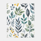 Grüne botanische Blätter Fleecedecke (Vorderseite)