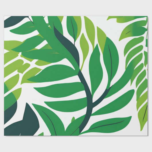 Grüne botanische Blätter Geschenkpapier (Flach)