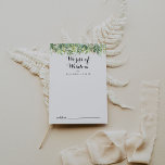 Grüne botanische Blätter Hochzeiten Worte der Weis Hinweiskarte<br><div class="desc">Dieses grüne botanische Blatt Hochzeit Worte der Weisheit Ratgeber Karte ist perfekt für eine einfache Hochzeit. Dieses wunderschöne Aquarelldesign zeichnet sich durch botanisches grünes Blattwerk aus. Diese Karten sind ideal für Hochzeiten, Brautparty, Babydusche, Graduiertenfest u.v.m. Personalisieren Sie die Karten mit den Namen der Braut und Bräutigam, den Eltern, die Sie...</div>