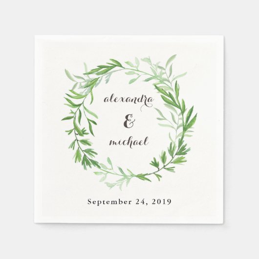 Grüne Botanische Blätter Kranzhochzeit Serviette (Vorderseite)