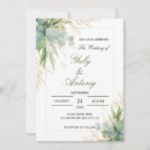 Grüne botanische Blätter Moderne Einladung zur Hoc (Vorderseite)