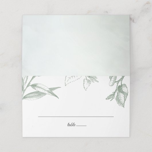 Grüne botanische Blätter Platzkarte (Außenseite Aufgefaltet)