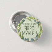Grüne botanische Blätter Seien gütige Fibromyalgie Button (Vorne & Hinten)