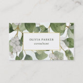 Grüne botanische Blätter und Gold Visitenkarte (Vorderseite)