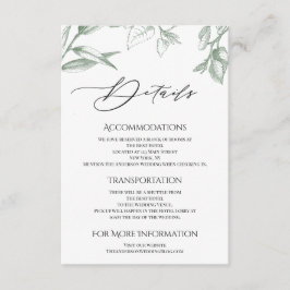 Grüne botanische Blätter Unterkünfte Begleitkarte