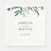 Grüne Botanische Blätter Wasserfarben-Hochzeit Serviette (Vorderseite)