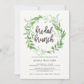 Grüne botanische Blätter Wreath Bridal Brunch Einladung (Vorderseite)