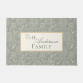 Grüne botanische Blume von gezeichneten Peonies Fußmatte (Vorderseite)