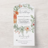Grüne Botanische Blumenstrauß Grüne Pfirsichhochze All In One Einladung (Innen Boden)