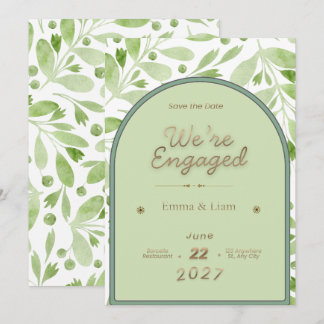 Grüne botanische Bogen-Hochzeitseinladung – Elegan Einladung