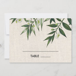 Grüne Botanische Burlap-Hochzeitstisch-Platzkarten Einladung