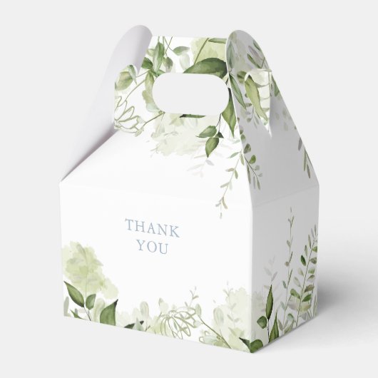 Grüne Botanische Dusty Blue Babydusche Geschenkschachtel (Rückseite)