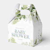 Grüne Botanische Dusty Blue Babydusche Geschenkschachtel (Vorderseite)