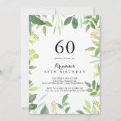 Grüne Botanische Foliage 60. Geburtstagsparty Einladung (Vorderseite)