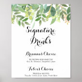 Grüne Botanische Foliage Signature Drinks Zeichen Poster (Vorne)