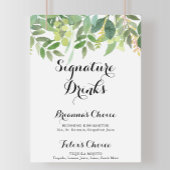 Grüne Botanische Foliage Signature Drinks Zeichen Poster