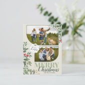 Grüne Botanische Frohe Weihnachten 2 Foto (Stehend Vorderseite)