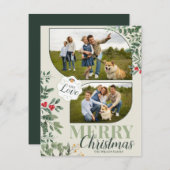 Grüne Botanische Frohe Weihnachten 2 Foto (Vorne/Hinten)