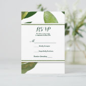 Grüne botanische Glam-Pflanze-Blätter Hochzeit RSV RSVP Karte (Stehend Vorderseite)