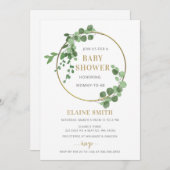Grüne Botanische Gold Gender Neutral Baby Dusche Einladung (Vorne/Hinten)
