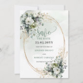 Grüne Botanische Goldfoliage - Save-the-Date Save The Date (Vorderseite)
