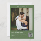 Grüne botanische Grünflächen Gold Rahmen QR Code Einladung (Rückseite)