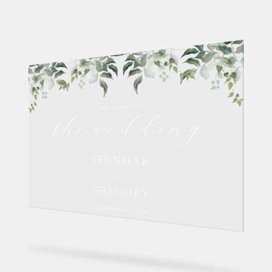 Grüne Botanische Hochzeit Acrylschild (Winkel)