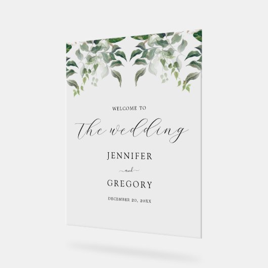 Grüne Botanische Hochzeit Acrylschild (Winkel)