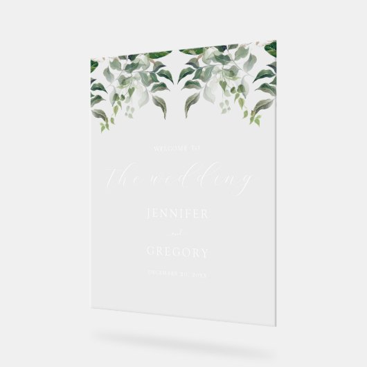 Grüne Botanische Hochzeit Acrylschild (Winkel)