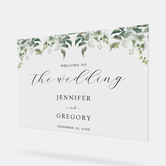 Grüne Botanische Hochzeit Acrylschild (Winkel)