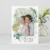 Grüne Botanische Hochzeit Danke Fotokarte Einladung (Stehend Vorderseite)