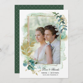 Grüne Botanische Hochzeit Danke Fotokarte Einladung