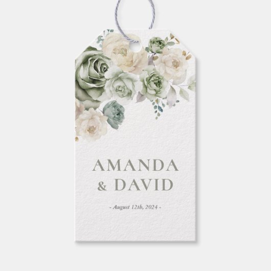 Grüne botanische Hochzeit Geschenkanhänger (Vorderseite)