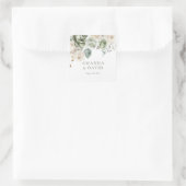 Grüne botanische Hochzeit Quadratischer Aufkleber (Tasche)