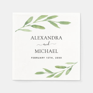 Grüne Botanische Hochzeit Serviette