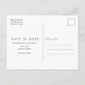 Grüne botanische Hochzeit speichern das Datum Ankündigungspostkarte (Rückseite)
