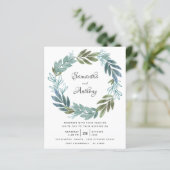 Grüne botanische Hochzeitseinladung (Stehend Vorderseite)