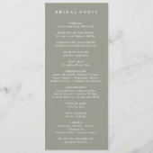 Grüne botanische Hochzeitsfeier Programm (Rückseite)