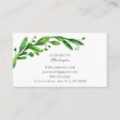 Grüne botanische Karte. Grüne Blüte. Garten Visitenkarte (Rückseite)