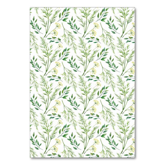 Grüne Botanische Kräuter Hochzeitsempfang Tischnummer (Rückseite)