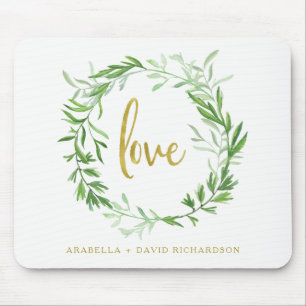 Grüne botanische Liebe Blätterwreath- Mousepad