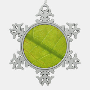 Grüne Botanische Naturfotografie Schneeflocken Zinn-Ornament