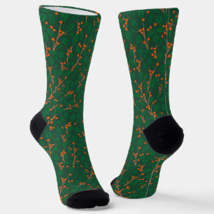 Grüne Botanische Orange Beeren Weihnachten Socken